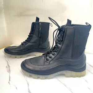 Circus by Sam Edelman Black Combat Boots with Translucent Lug Sole
